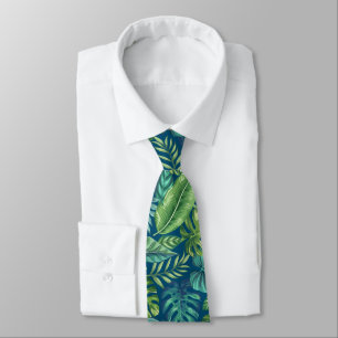 Cravate Palm vert et Turquoise Tropical Banana Monstera Fe
