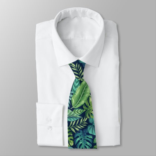 Cravate Palm vert et Turquoise Tropical Banana Monstera Fe (Attaché)