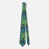 Cravate Palm vert et Turquoise Tropical Banana Monstera Fe (Devant)