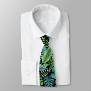 Cravate Palm vert et Turquoise Tropical Banana Monstera Fe