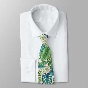 Cravate Palm vert et Turquoise Tropical Banana Monstera Fe