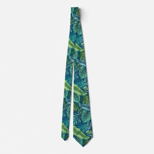 Cravate Palm vert et Turquoise Tropical Banana Monstera Fe (Dos)