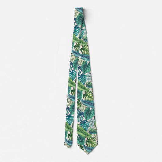 Cravate Palm vert et Turquoise Tropical Banana Monstera Fe (Dos)