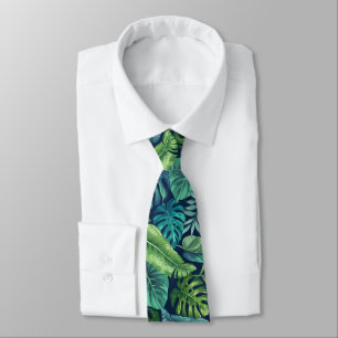 Cravate Palm vert et Turquoise Tropical Banana Monstera Fe