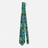 Cravate Palm vert et Turquoise Tropical Banana Monstera Fe (Devant)
