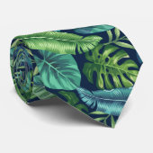 Cravate Palm vert et Turquoise Tropical Banana Monstera Fe (Roulé)