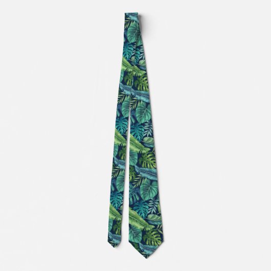 Cravate Palm vert et Turquoise Tropical Banana Monstera Fe (Dos)