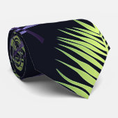 Cravate Palm vert & violet Feuille Tropical Motif (Roulé)