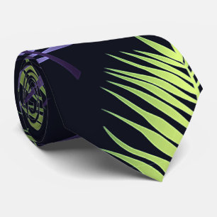 Cravate Palm vert & violet Feuille Tropical Motif