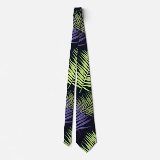 Cravate Palm vert & violet Feuille Tropical Motif (Dos)
