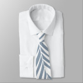 Cravate Palmier Feuille Tropical Dusty Bleu Blanc Abstrait (Attaché)