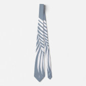 Cravate Palmier Feuille Tropical Dusty Bleu Blanc Abstrait (Devant)
