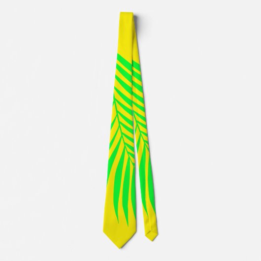 Cravate Palmier Feuille Tropical Neon Jaune Vert Abstrait (Devant)