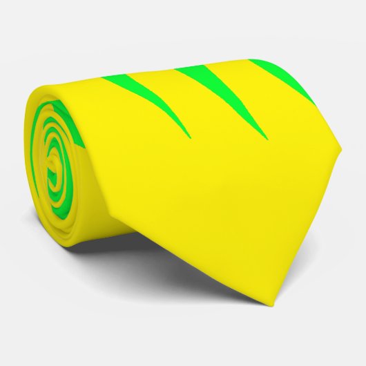 Cravate Palmier Feuille Tropical Neon Jaune Vert Abstrait (Roulé)