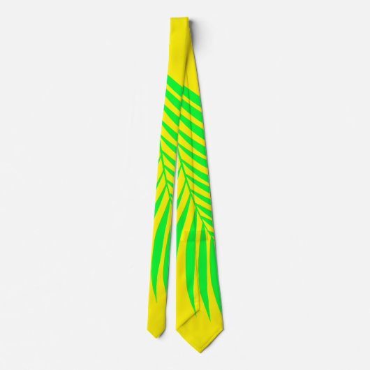 Cravate Palmier Feuille Tropical Neon Jaune Vert Abstrait (Dos)