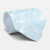 Cravate Palmier tropical bleu en pastel moderne simple (Roulé)