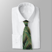 Cravate Palmier Vert Feuille Gold Strokes Gris Design (Attaché)