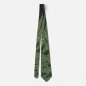 Cravate Palmier Vert Feuille Gold Strokes Gris Design (Dos)