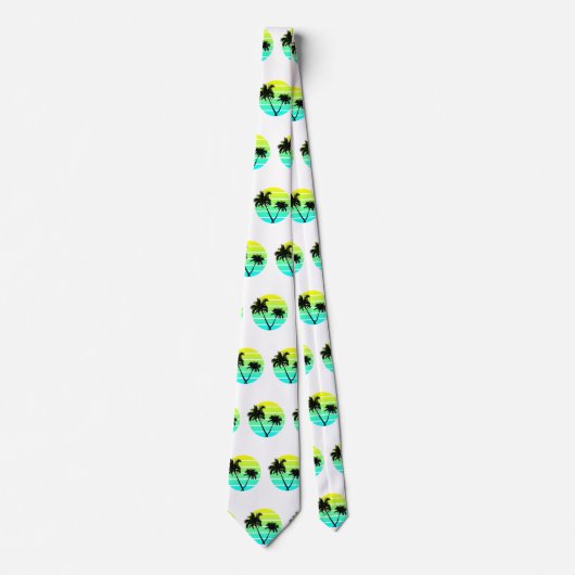 Cravate Palmiers de Plage Retro (Devant)
