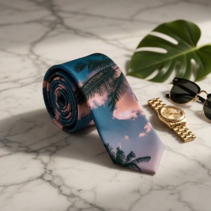 Cravate Palmiers et ciel