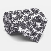 Cravate Palmiers Noir et Blanc (Roulé)