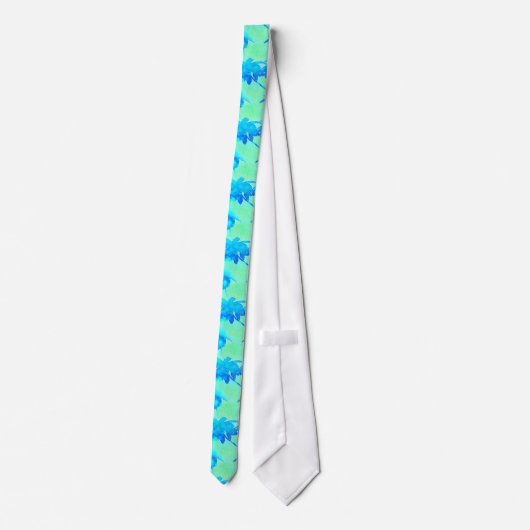 Cravate Palmiers Tropical Motif Bleu clair Vert (Dos)