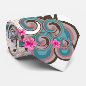 Cravate Palmiers tropicaux de plage de ketmie de roses (Roulé)