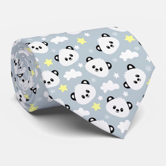Cravate panda avec étoiles et nuages motif (Roulé)