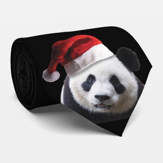 Cravate Panda Bear Waring un casquette du Père Noël (Roulé)