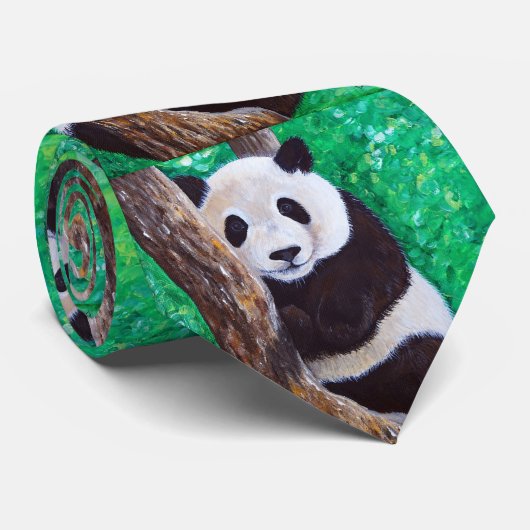 Cravate Panda in a Tree Painting (Roulé)