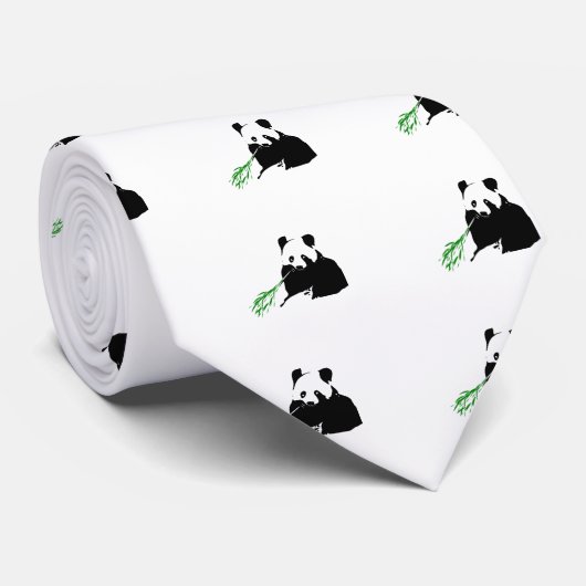 Cravate Panda mangeant le bambou (Roulé)