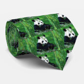 Cravate Panda Manger Feuilles (Roulé)