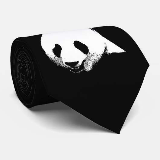 Cravate Panda noir et blanc (Roulé)