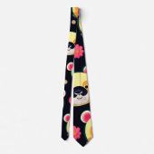 Cravate Panda Ours Jaune Noir Mignonne Motif coloré (Dos)
