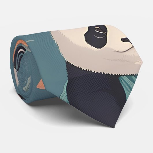 Cravate Panda Retro Coloré Motif personnalisé (Roulé)