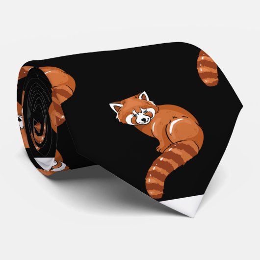 Cravate Panda rouge (Roulé)