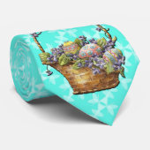 Cravate Panier de Pâques Turquoise À damiers Style Design  (Roulé)