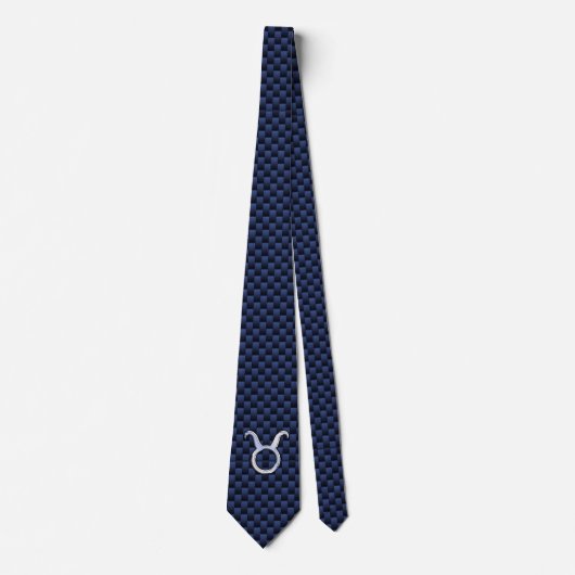 Cravate Panneau Taurus Zodiac Navy Blue Carbon Fiber Print (Devant)