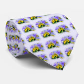 Cravate Pansies - violet et jaune (Roulé)