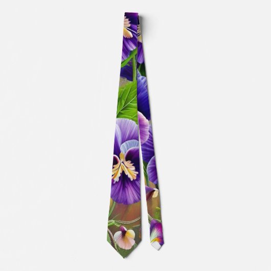 Cravate Pansies violettes -AI ART (Devant)