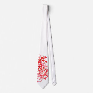 Cravate Panthère Rouge Gothique Luxe Gras Blanc Minimalist