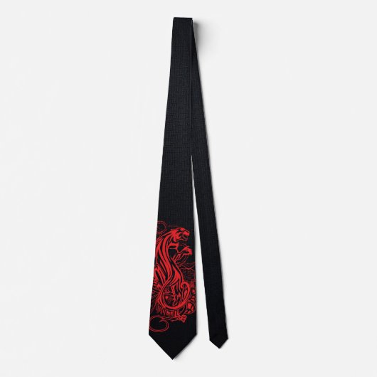 Cravate Panthère Rouge Gothique Luxe Gras Noir Affirmation (Devant)