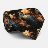 Cravate Paon or et bleu (Roulé)