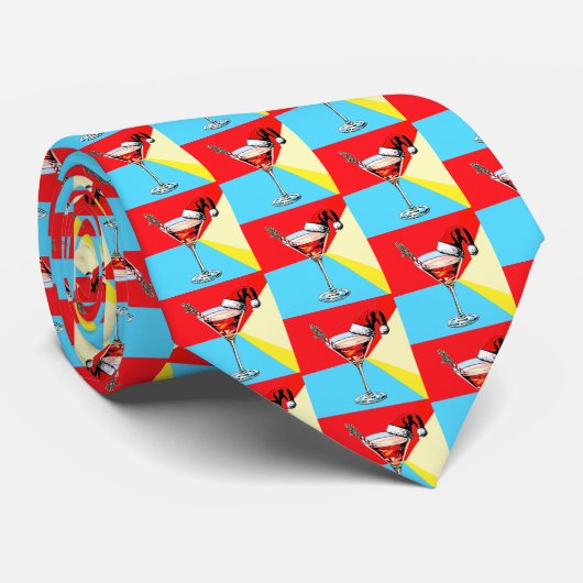Cravate Papa Noël PopArt Martini (Roulé)