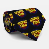Cravate Papa superbe, super héros rouge/jaune/bleu (Roulé)