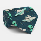 Cravate Paper Cut Out Aliens and UFOs men's tie (Roulé)