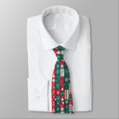 Cravate Papier de Noël classique Motif rouge vert (Attaché)