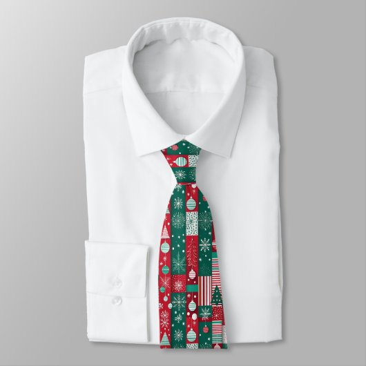 Cravate Papier de Noël classique Motif rouge vert (Attaché)