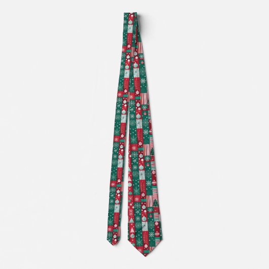 Cravate Papier de Noël classique Motif rouge vert (Dos)