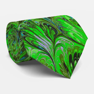CRAVATE PAPIER MARBÉ, MOTIF ABSTRAIT VERT BLEU PEACOCK